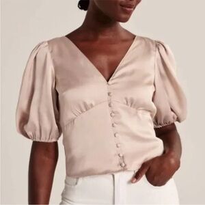 Abercrombie & Fitch Puff Sleeved Open Back Blouse